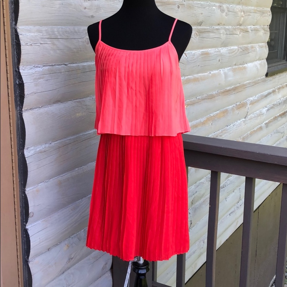 Tommy Hilfiger 2 shades of orange pleated  dress